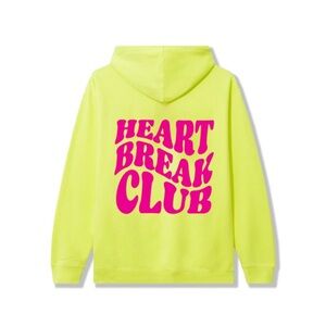 Neon Yellow Heart Break Club Hoodie - UNISEX - USED ONCE - still soft inside new